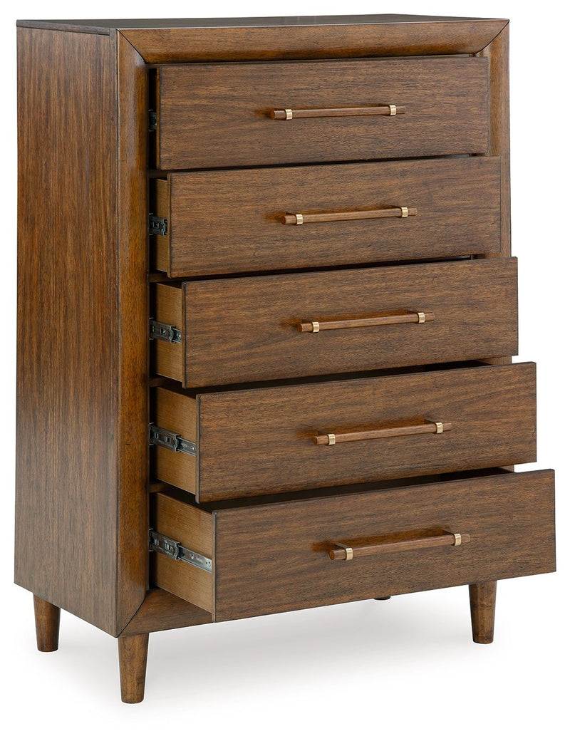 Lyncott - Brown - Five Drawer Chest - JaxCo Furniture