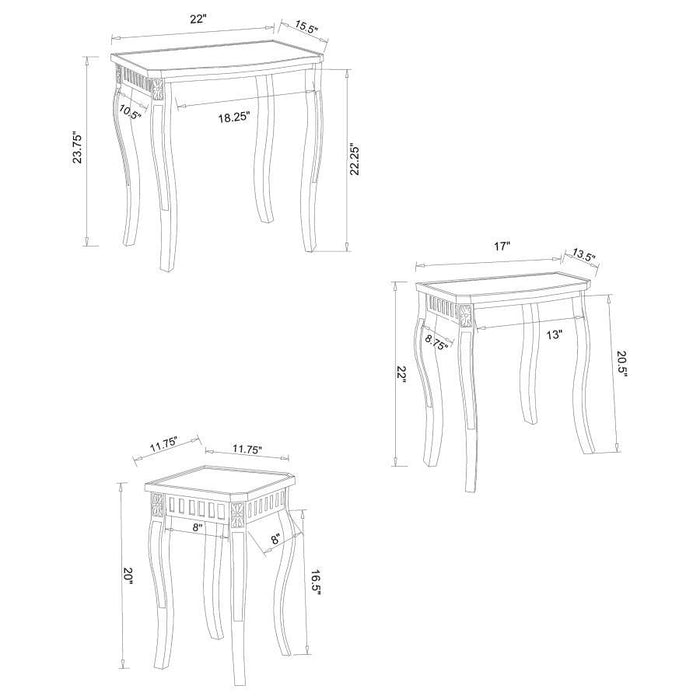 Daphne - 3 Piece Rectangular Wood Nesting Table Set - Warm Brown - JaxCo Furniture