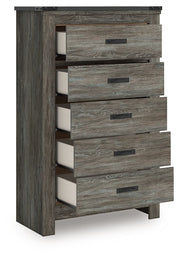 Frandern - Gray - Five Drawer Chest - JaxCo Furniture