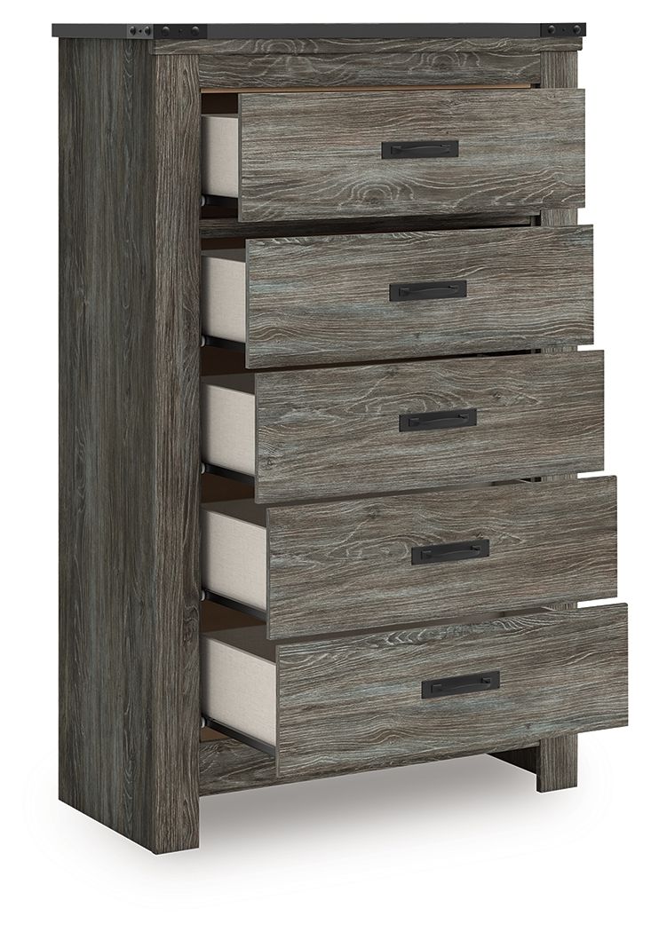 Frandern - Gray - Five Drawer Chest - JaxCo Furniture