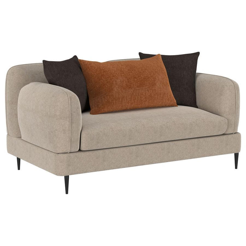 Jade - Chenille Upholstered Modern Track Arm Loveseat - JaxCo Furniture