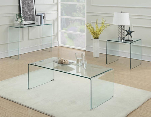 Ripley - Tempered Bent Glass Entryway Console Table - Clear - JaxCo Furniture