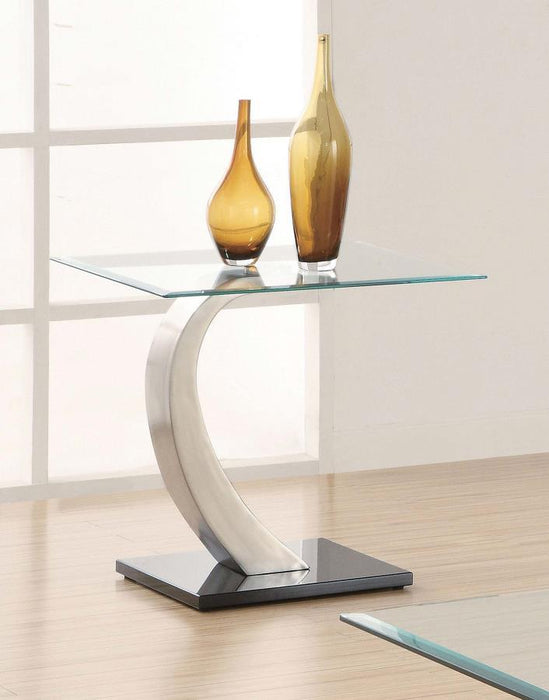 Pruitt - Rectangular Glass Top Metal Side End Table - Satin - JaxCo Furniture