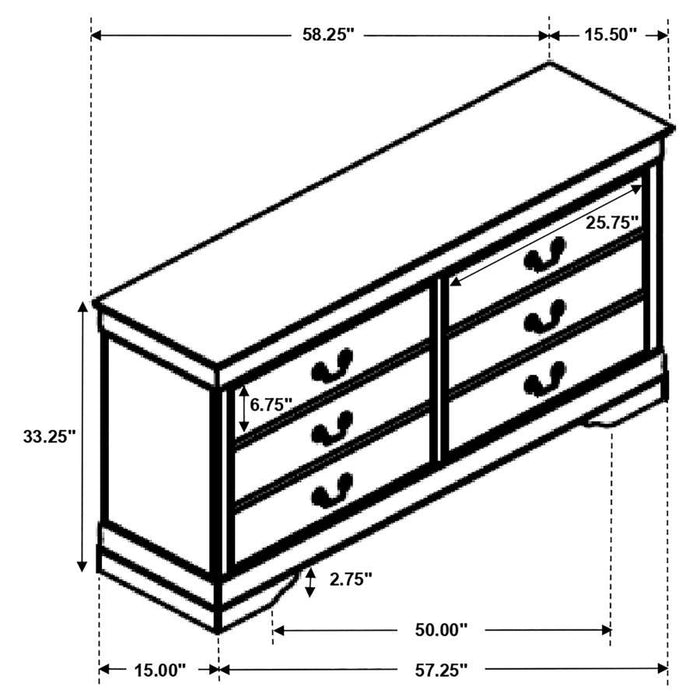 Louis Philippe - Six-drawer Dresser - JaxCo Furniture