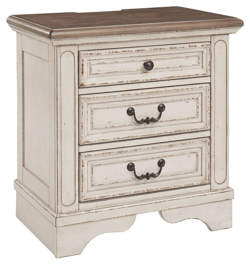 Realyn - White / Brown / Beige - Three Drawer Night Stand - JaxCo Furniture