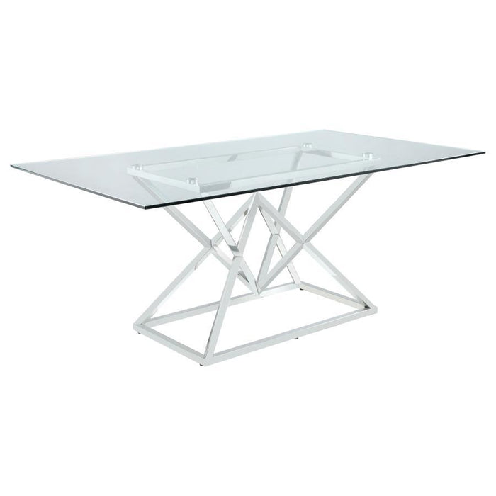 Beaufort - Rectangular Glass Top Dining Table - Chrome - JaxCo Furniture