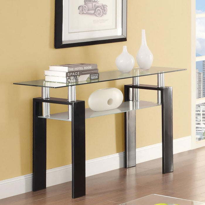 Dyer - Rectangular Glass Top Entryway Sofa Console Table - Black - JaxCo Furniture