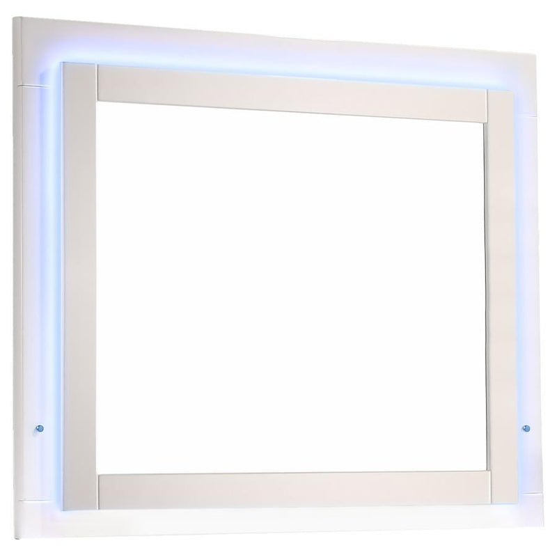 Felicity - Wood LED Dresser Mirror - White High Gloss - JaxCo Furniture