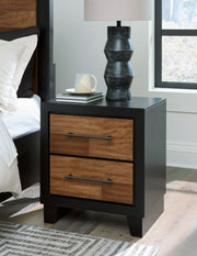 Kraeburn - Brown / Black - Two Drawer Night Stand - JaxCo Furniture