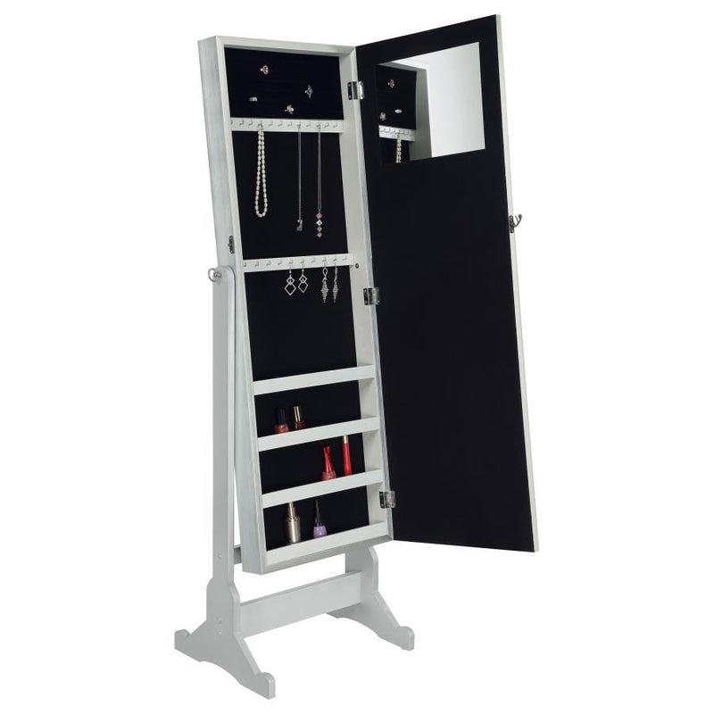 Elle - Cheval Mirror With Jewelry Storage - Silver - JaxCo Furniture