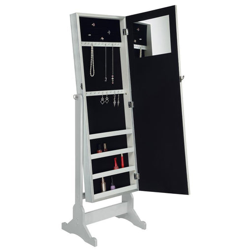 Elle - Cheval Mirror With Jewelry Storage - Silver - JaxCo Furniture