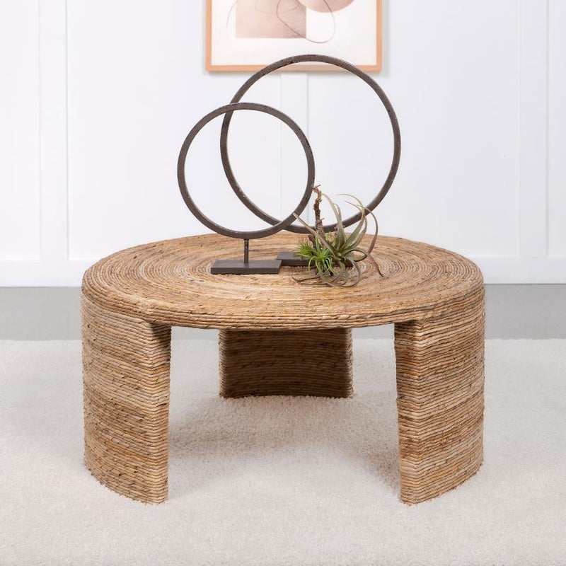 Artina - Woven Rattan Round Table - JaxCo Furniture