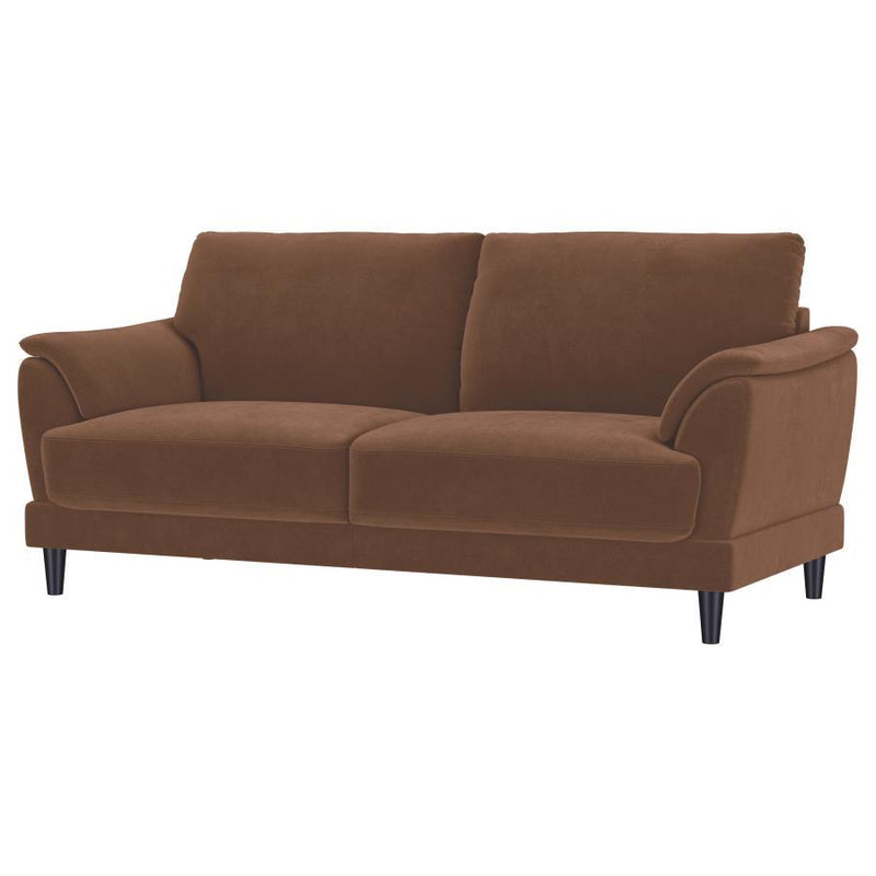 Selma - Velvet Upholstered Crescent Arm Sofa - Rust - JaxCo Furniture
