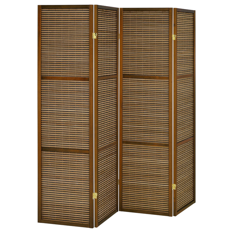 Browning - 4-Panel Bamboo Room Divider Folding Screen - Walnut - JaxCo Furniture