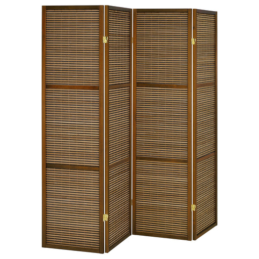 Browning - 4-Panel Bamboo Room Divider Folding Screen - Walnut - JaxCo Furniture