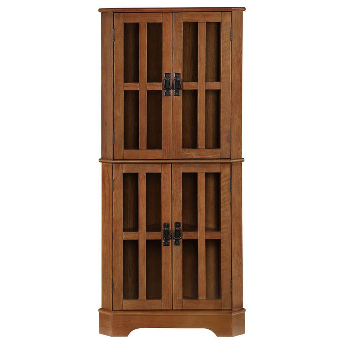 Coreosis - 4 Door Wood Corner Curio Cabinet - Golden Brown - JaxCo Furniture