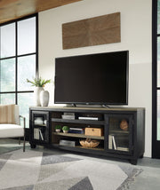 Foyland - Black / Brown - XL TV Stand w/Fireplace Option - JaxCo Furniture