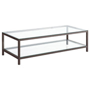 Trini - 1-Shelf Glass Top Coffee Table - Black Nickel - JaxCo Furniture