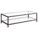 Trini - 1-Shelf Glass Top Coffee Table - Black Nickel - JaxCo Furniture