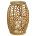 Dahlia - Round Glass Top Woven Rattan End Table - Natural - JaxCo Furniture