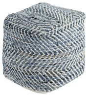 Chevron - Blue - Pouf - JaxCo Furniture