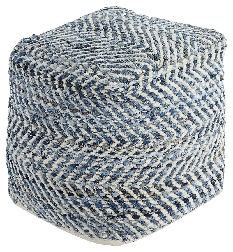 Chevron - Blue - Pouf - JaxCo Furniture