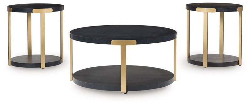 Shylore - Black / Brass Finish - Occasional Table Set (Set of 3) - JaxCo Furniture