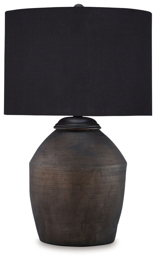 Naareman - Metallic Black - Terracotta Table Lamp - JaxCo Furniture