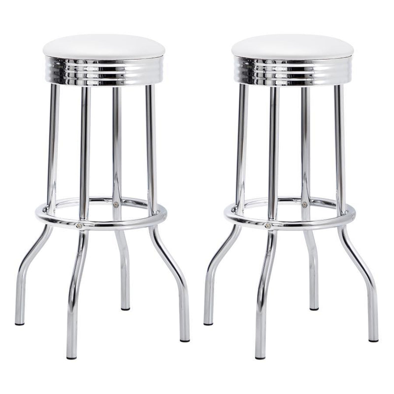 Retro - Upholstered Metal Swivel Bar Stool (Set of 2) - JaxCo Furniture