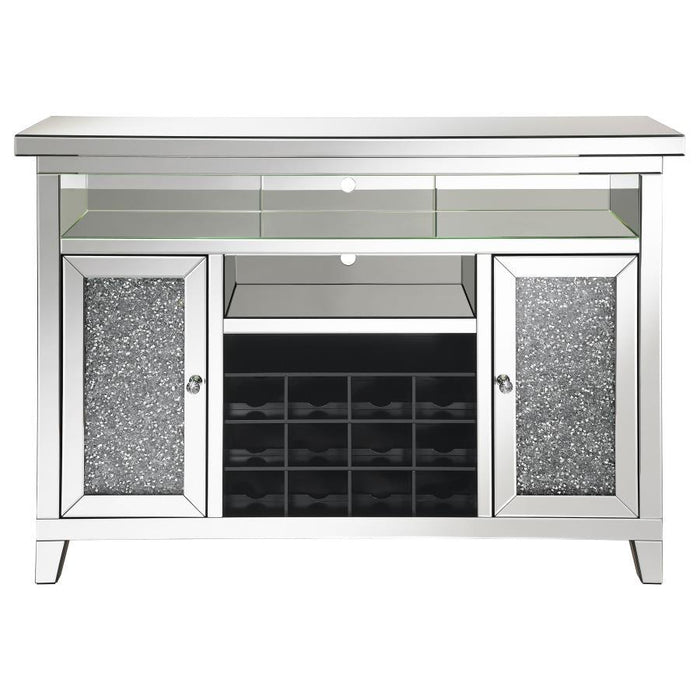 Melinda - 2-Door LED Mirrored Wine Storage Bar Cabinet - Silver - JaxCo Furniture