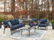 Gali - Gray / Blue - Sofa / Chairs / Table Set (Set of 4) - JaxCo Furniture