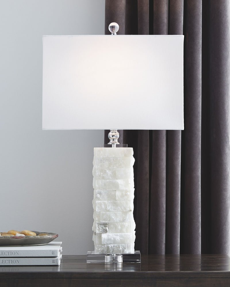 Malise - White - Alabaster Table Lamp - JaxCo Furniture