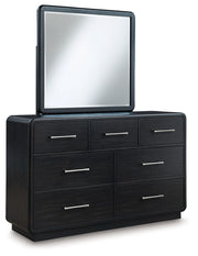 Rowanbeck - Black - Dresser And Mirror - JaxCo Furniture