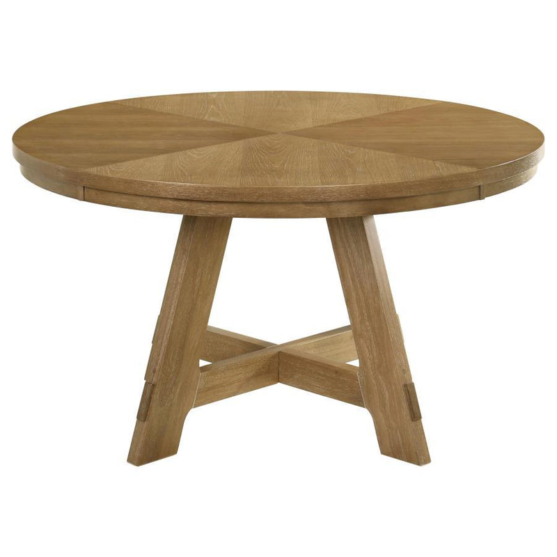 Danvers - Round Wood Dining Table - Brown Oak - JaxCo Furniture