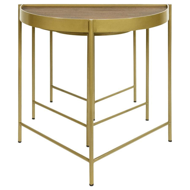 Tristen - 3 Piece Demilune Nesting Table - Brown And Gold - JaxCo Furniture