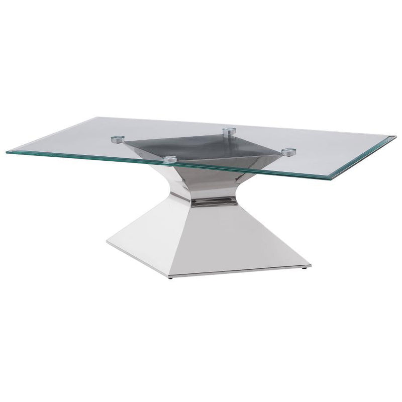 Jenny - Glass Top Stainless Steel Table - JaxCo Furniture