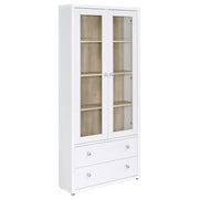 Hawthorne - 4-Shelf Glass Door Tall Cabinet With Drawers - JaxCo Furniture