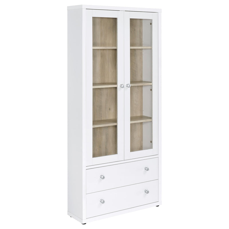 Hawthorne - 4-Shelf Glass Door Tall Cabinet With Drawers - JaxCo Furniture