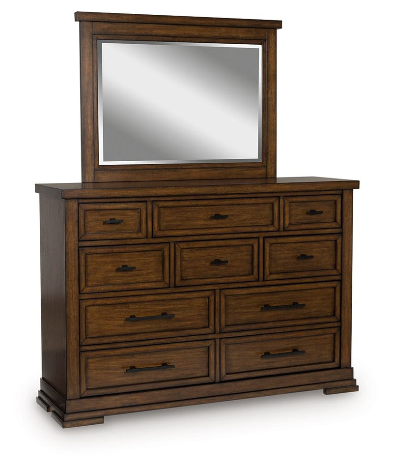 Taffenbrook - Medium Brown - Dresser And Mirror - JaxCo Furniture