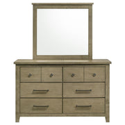 Hazlewood - 6-Drawer Bedroom Dresser With Mirror - Vineyard Oak - JaxCo Furniture