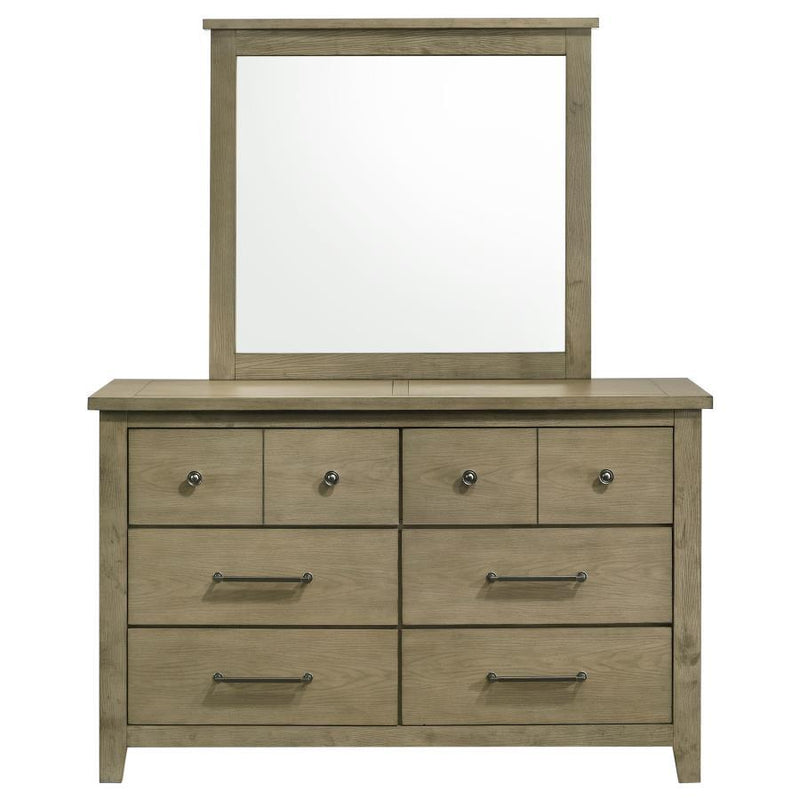 Hazlewood - 6-Drawer Bedroom Dresser With Mirror - Vineyard Oak - JaxCo Furniture
