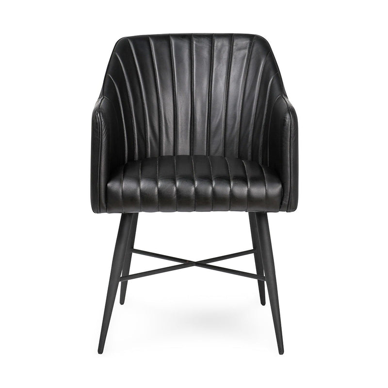 Leon - Leather Dining Chair - Jet Black - JaxCo Furniture