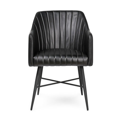 Leon - Leather Dining Chair - Jet Black - JaxCo Furniture