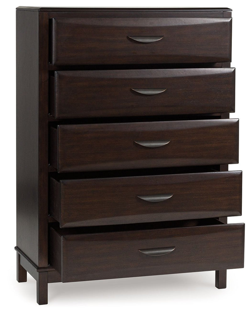 Vanmore - Dark Brown - Five Drawer Chest - JaxCo Furniture