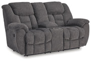 Foreside - Charcoal - Dbl Reclining Loveseat with Console - JaxCo Furniture