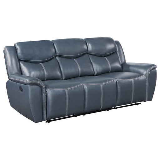 Sloane - Upholstered Padded Arm Reclining Sofa - Blue - JaxCo Furniture