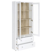 Hawthorne - 4-Shelf Glass Door Tall Cabinet With Drawers - JaxCo Furniture
