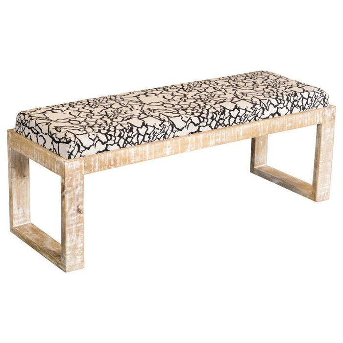 Aiden - Fabric Upholstered Accent Bench - Distressed White - JaxCo Furniture