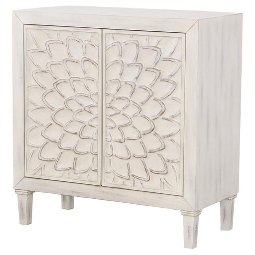 Clarkia - Accent Cabinet With Floral Carved Door - White - JaxCo Furniture