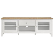 Hollis - 2 Door Wood TV Stand With Drawer - Brown And White - JaxCo Furniture